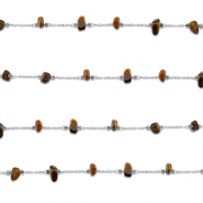 Stainless Steel - Rostfrei Stahl Schmuckzubeh&ouml;r Gliederkette Tigerauge Irregular Silver-golden brown