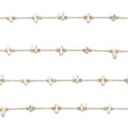 Stainless Steel - Rostfrei Stahl Schmuckzubeh&ouml;r Gliederkette Howlit Irregular Gold-white