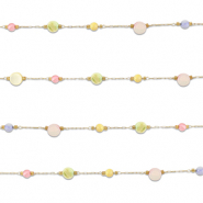 Stainless Steel - Rostfrei Stahl Schmuckzubeh&ouml;r Gliederkette Rund Gold-multicolour pastel
