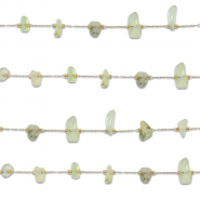Stainless Steel - Rostfrei Stahl Schmuckzubeh&ouml;r Gliederkette Prehnit Irregular Gold-light green