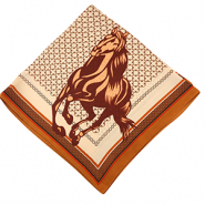Schal mit Pferd Beige brown-copper brown-brown