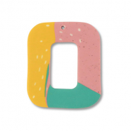Polymer Anhänger Viereck Green-pink-ochre yellow