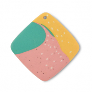 Polymer Anhänger Rhombus Green-pink-ochre yellow