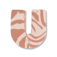 Polymer Anh&auml;nger U-f&ouml;rmig Light peach pink-light brown