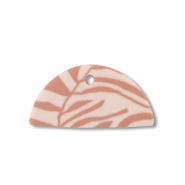 Polymer Anh&auml;nger Halbrund Light peach pink-light brown