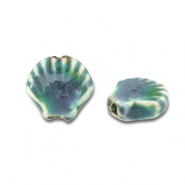 Perlen Keramik Muschel Teal blue