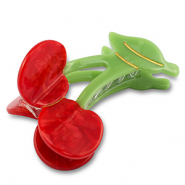 Haarschmuck Haarklemme Kirschen Red-green-gold