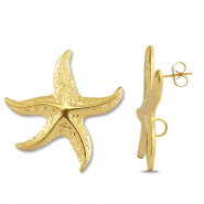 Stainless Steel - Rostfrei Stahl Schmuckzubehör Ohrringe / Ohrstecker Seestern mit Öse Gold