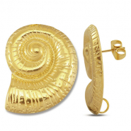 Stainless Steel - Rostfrei Stahl Schmuckzubehör Ohrringe / Ohrstecker Muschel mit Öse Gold