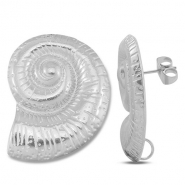 Stainless Steel - Rostfrei Stahl Schmuckzubehör Ohrringe / Ohrstecker Muschel mit Öse Silver