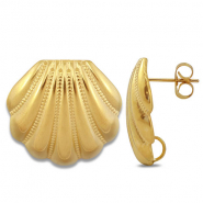 Stainless Steel - Rostfrei Stahl Schmuckzubehör Ohrringe / Ohrstecker Muschel mit Öse Gold