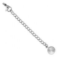 Stainless Steel - Rostfrei Stahl Schmuckzubeh&ouml;r Verl&auml;ngerungsketten Set Blume mit Karabinerverschluss Silver