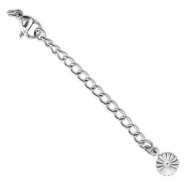 Stainless Steel - Rostfrei Stahl Schmuckzubeh&ouml;r Verl&auml;ngerungsketten Set Blume mit Karabinerverschluss Silver