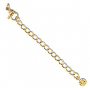 Stainless Steel - Rostfrei Stahl Schmuckzubeh&ouml;r Verl&auml;ngerungsketten Set Blume mit Karabinerverschluss Gold