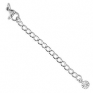 Stainless Steel - Rostfrei Stahl Schmuckzubeh&ouml;r Verl&auml;ngerungsketten Set Blume mit Karabinerverschluss Silver