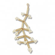 Anhänger Glasperlen Blume Gold-off white