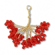 Anhänger Glasperlen Blume Gold-red