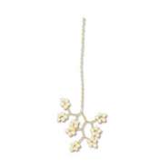 Anhänger Glasperlen Blume Gold-off white