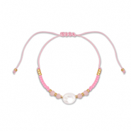 Trendy Armb&auml;nder Gemischte Perlen Pink-white-gold