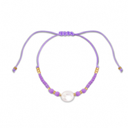 Trendy Armb&auml;nder Gemischte Perlen Purple-white-gold