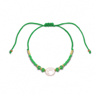 Trendy Armb&auml;nder Gemischte Perlen Green-white-gold