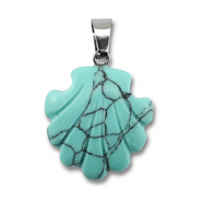 Naturstein Anh&auml;nger Glas Muschel Turquoise blue