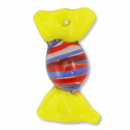 Handbemalt Glas-Anhänger Bonbon Yellow-blue-red-transparent