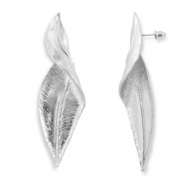 Trendy Ohrringe Blatt Silver