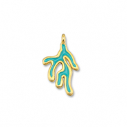 Metall Anh&auml;nger DQ Koralle Turquoise blue-Gold (Nickelfrei)