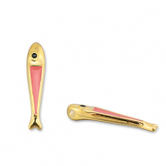 Metall Anh&auml;nger DQ Fisch Coral red-Gold (Nickelfrei)