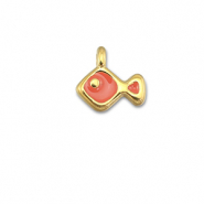 Metall Anh&auml;nger DQ Fisch Coral red-Gold (Nickelfrei)