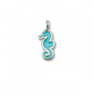 Metall Anh&auml;nger DQ Seepferdchen Turquoise blue-Antik silber (Nickelfrei)