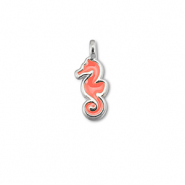 Metall Anh&auml;nger DQ Seepferdchen Coral red-Antik silber (Nickelfrei)
