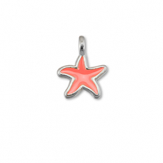 Metall Anh&auml;nger DQ Seestern Coral red-Antik silber (Nickelfrei)