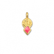 Metall Anh&auml;nger DQ Rhombus Coral red-Gold (Nickelfrei)