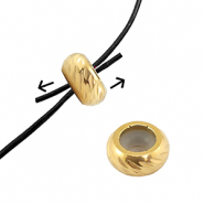 Stainless Steel - Rostfrei Stahl Schmuckzubeh&ouml;r Smart-Stopperperlen mit Motiv 10mm Gold