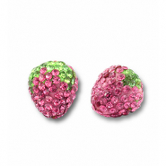 Acryl Perlen mit Strass Erdbeere Pink-light green