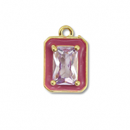 Brass TQ Metall Anh&auml;nger Rechteck Gold-purple