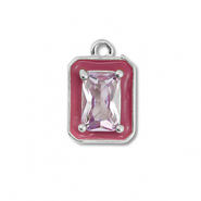 Brass TQ Metall Anh&auml;nger Rechteck Silver-purple