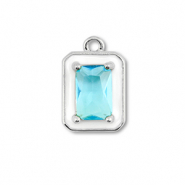 Brass TQ Metall Anh&auml;nger Rechteck Silver-white-light blue