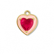 Brass TQ Metall Anh&auml;nger Herz Gold-cream pink-berry wine red