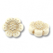 Acrylperlen Blume Off white-gold