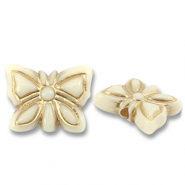 Acrylperlen Schmetterling Off white-gold