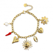 Armb&auml;nder aus Stainless Steel - Rostfreiem Stahl mit Anh&auml;nger Sommer Gold-red-white