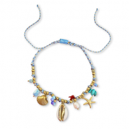 Armb&auml;nder aus Stainless Steel - Rostfreiem Stahl mit Anh&auml;nger Meeresleben Gold-multicolour