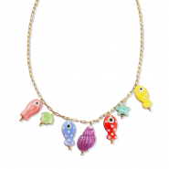 Ketten aus Stainless Steel - Rostfreiem Stahl mit Anh&auml;nger Fisch Gold-multicolour