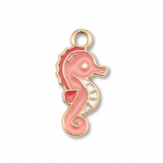 Metall Anh&auml;nger Enamel Seepferdchen Gold-peach pink
