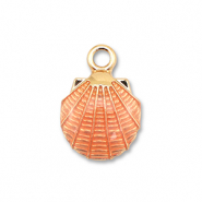 Metall Anh&auml;nger Enamel Muschel Gold-peach pink