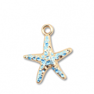Metall Anh&auml;nger Enamel Seestern Gold-light blue