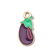 Metall Anh&auml;nger Enamel Aubergine Gold-dark purple-green